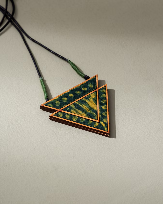 Green Batik Triangular Adjustable Pendant