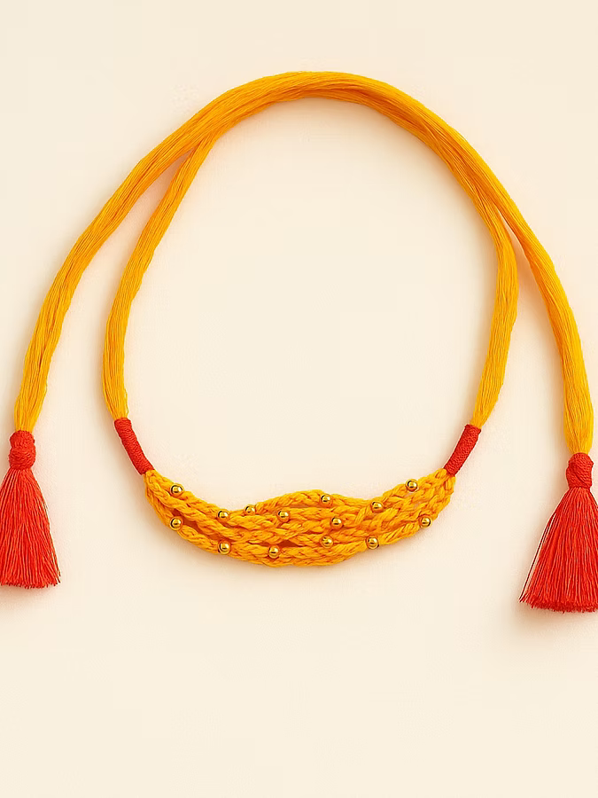 Whe Handmade Yellow Thread Rakhi