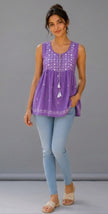 Purple Floral Chikankari Hand Embroidered Mul Cotton Top