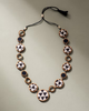 Reversible 2-In-1 Pink Black Repurposed Fabric and Wood Necklace
