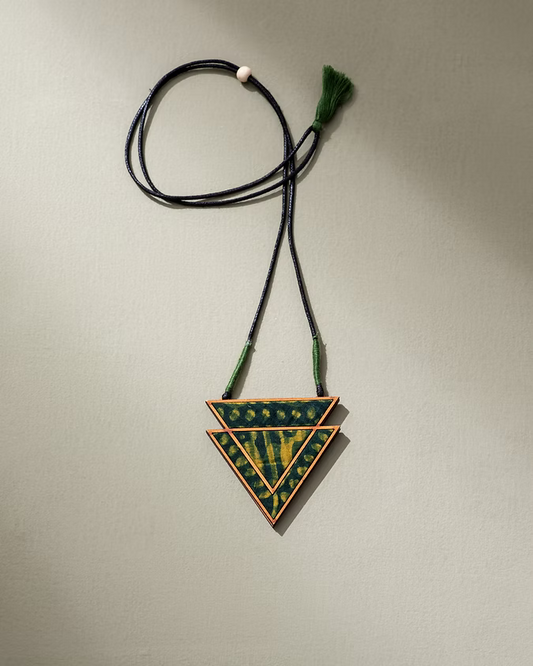 Green Batik Triangular Adjustable Pendant
