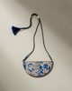 WHE Indigo Repurposed Fabric and Wood Maze Necklace