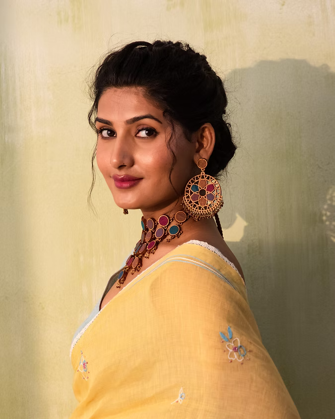 WHE Violet Wheel Upcycled Fabric and Repurposed Wood Earrings