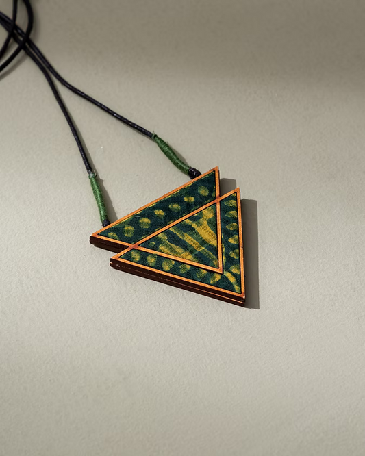 Green Batik Triangular Adjustable Pendant