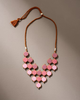 Shades of Pink Repurposed Fabric and Wood Statement Adjustable Necklace