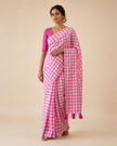 Small Checks Pink Mul Cotton Handloom Saree