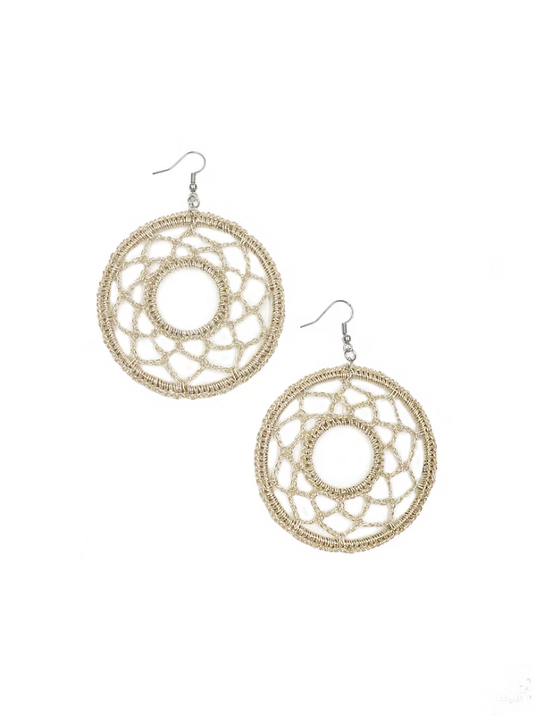 Handmade Golden Round Crochet Earring