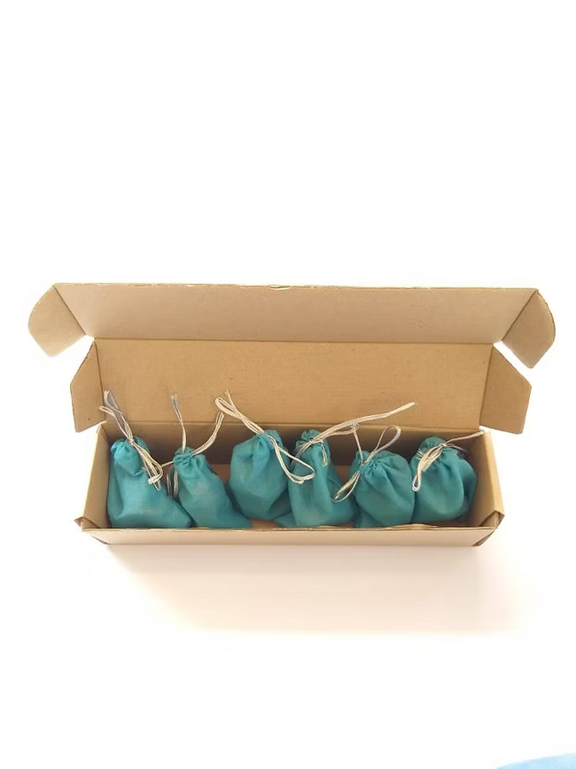 Multicolor Assorted Hand-Painted Christmas Bells With Gift Pouch- Set Of 6