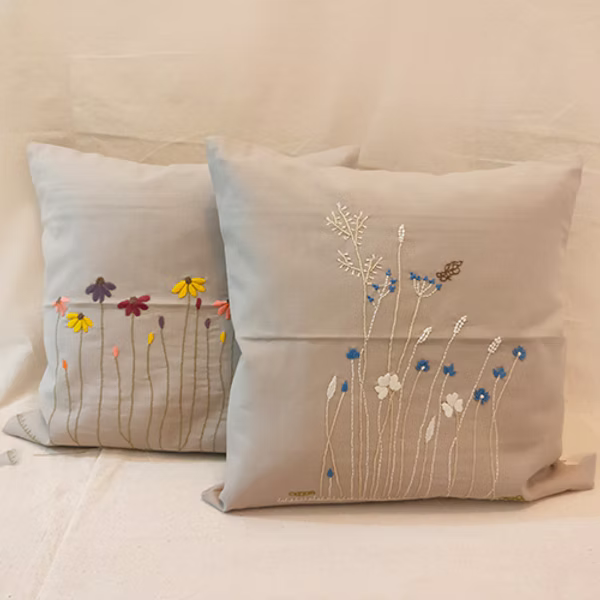Handembroidered Floral Unique Cushion Cover