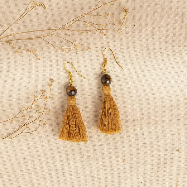 Tiger Eye Tassle Earring
