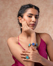WHE Multicolour Kantha Repurposed Silk Fabric and Wood Beads Bracelet