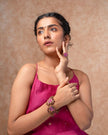 WHE Multicolor Kantha Silk Fabric and Repurposed Wood Bracelet with Beads
