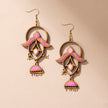 WHE Shades of Pink Festive Repurposed Fabric and Wood Elaborate Danglers