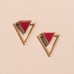 WHE Maroon Two Look in One Repurposed Fabric and Wood Triangle Earring