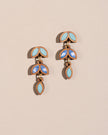 WHE Shades of blue Bloom Repurposed Fabric and Wood Leaf Dangler