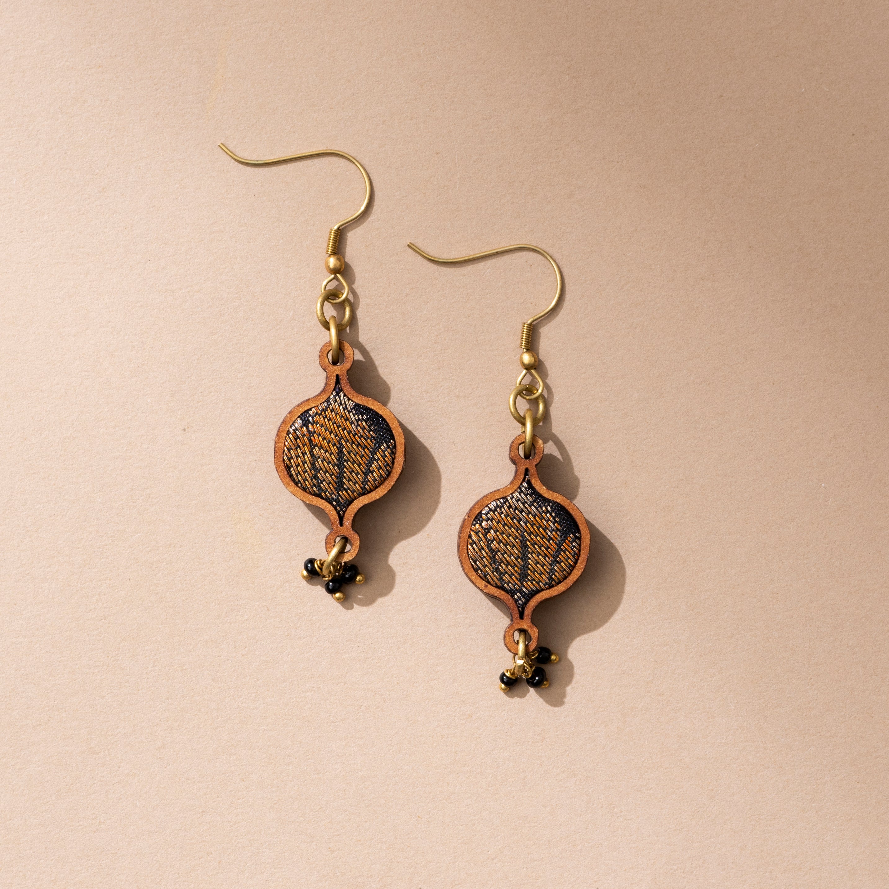 WHE Multicolor Festive Repurposed Fabric and Wood Earrings