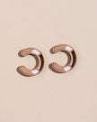 WHE Beige Compassion Repurposed Fabric and Wood Earring