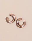 WHE Beige Compassion Repurposed Fabric and Wood Earring