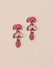 WHE Shades of Pink Bloom Repurposed Fabric and Wood Leaf Dangler