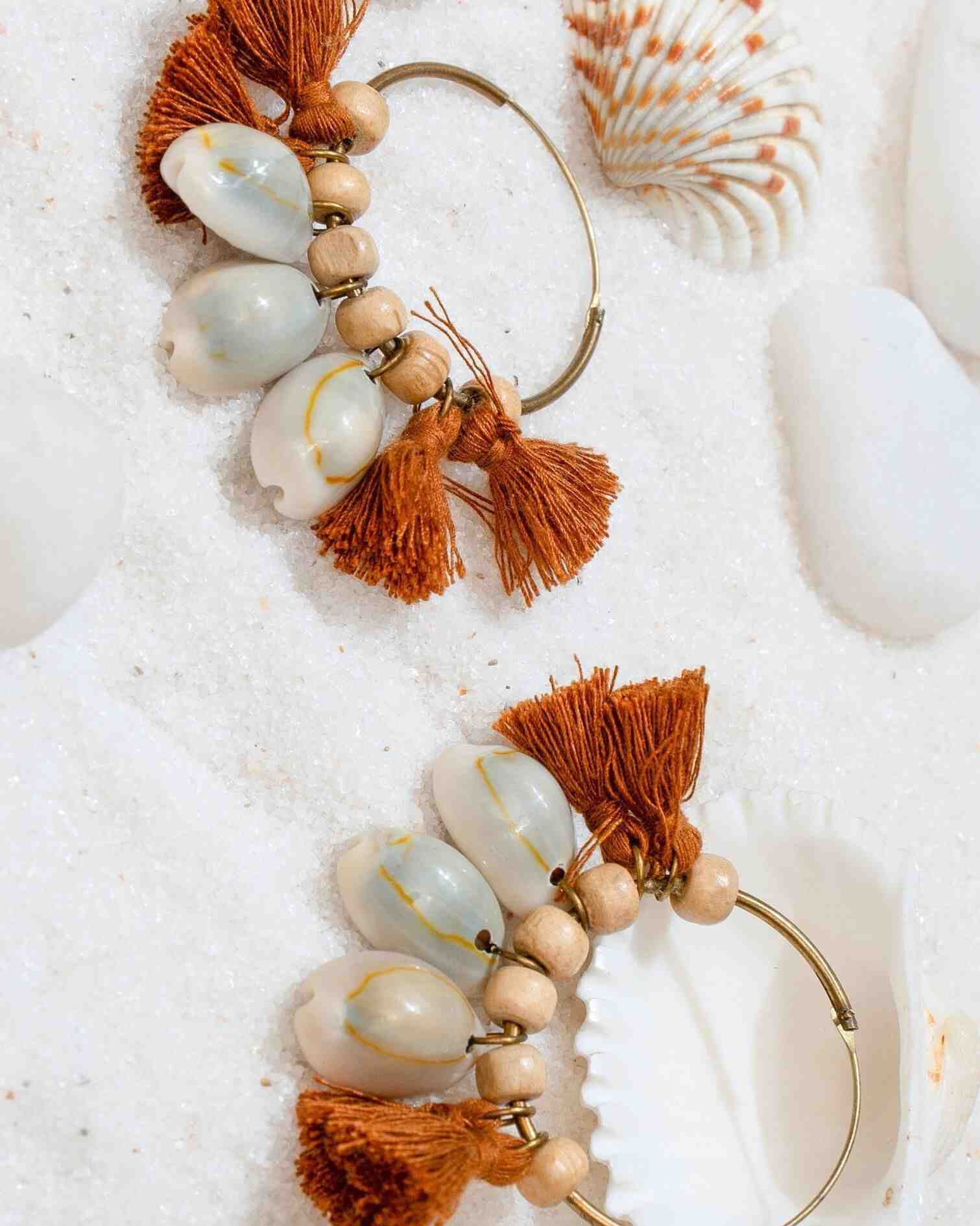 WHE Artisan Shell Hoop Earrings