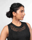 WHE Worli Inspired Maroon Repurposed Fabric and Wood Earrings