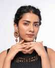 WHE Red Wheel Repurposed Fabric and Wood Earrings