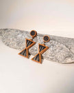 WHE Worli Inspired Black Repurposed Fabric and Wood Earrings
