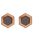 WHE Unisex Grey Hexagon Repurposed Fabric and Wood Stud