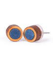 WHE Unisex Blue Round Repurposed Fabric and Wood Studs