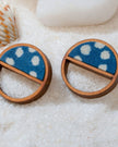WHE Indigo Blue Repurposed Fabric and Wood Stud