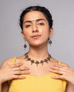 WHE Black Fabric and Repurposed Wood Danglers