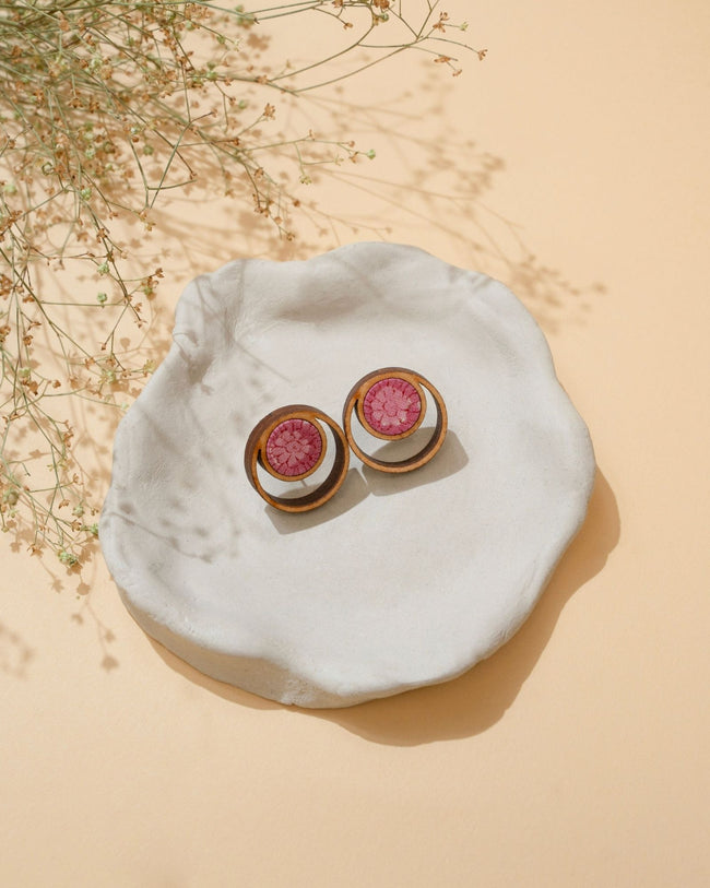 WHE Pink Repurposed Fabric and Wood studs
