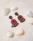 WHE Multicolor Kantha Silk Fabric and Repurposed Wood Earrings