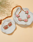 Whe Pink Bloom Lotus Repurposed Fabric and Wood Necklace