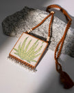 WHE Two in One Floral Pink and Green Square Repurposed Fabric and Wood Pendant