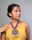WHE Two in One Hand Embroidered Multicolor pendant Choker