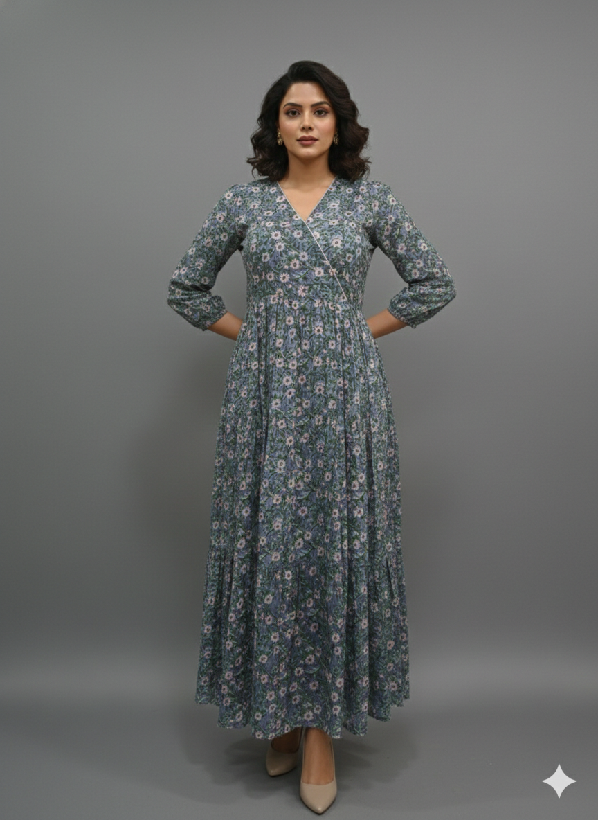 Grey floral dress XL