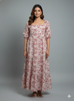 Red block print dress S