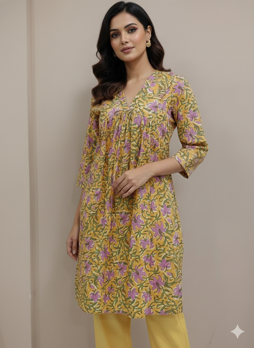 Yellow pretty lily suit set XS