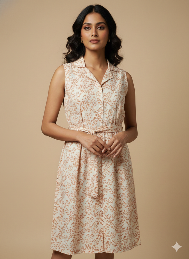 Orange block print shrug dress