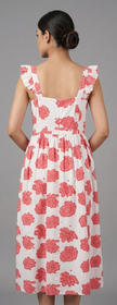 Marigold Floral Hand block Printed Cotton Dress