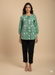 GREEN FLORAL TOP XL