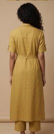 Mustard Hand block Printed Cotton Shrug Suit Set with Inner