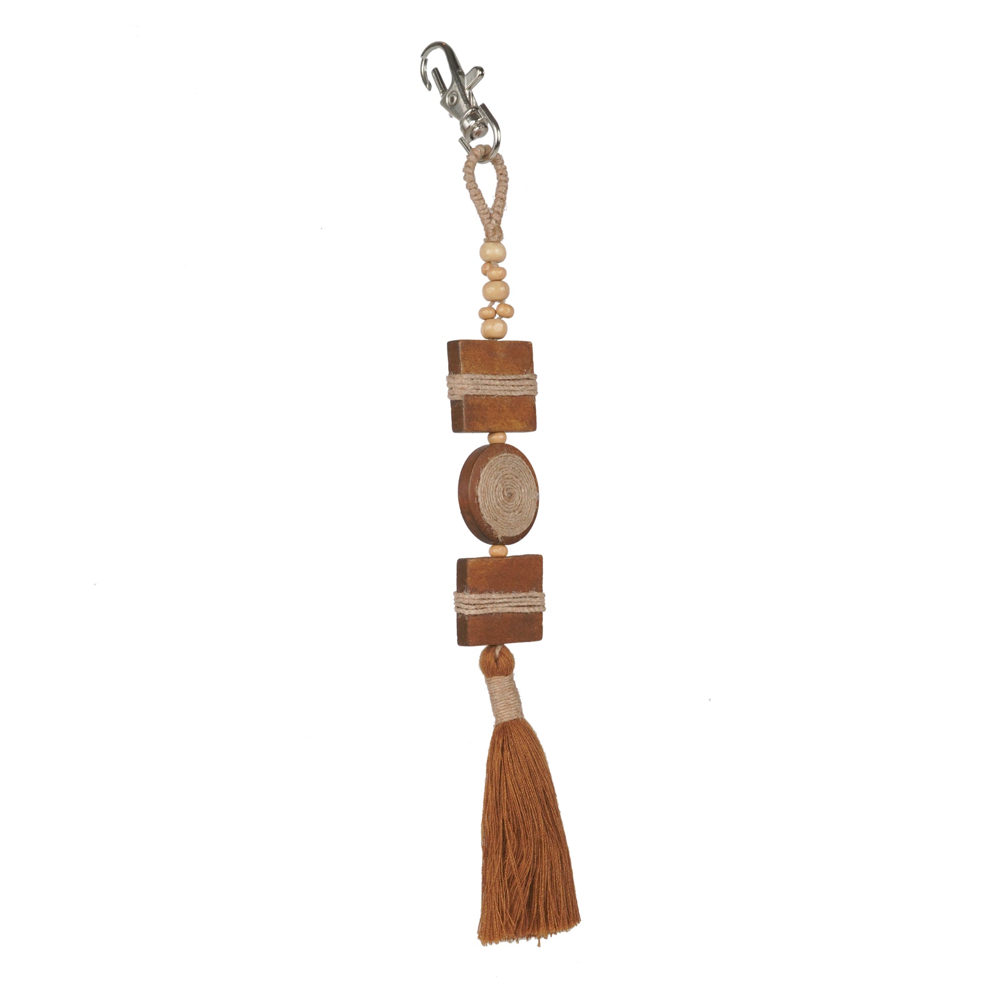 WHE Earthy Wood Tassel Bag Charm