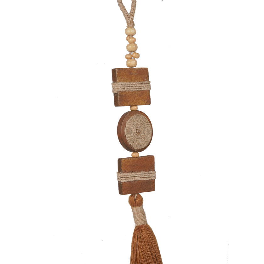 WHE Earthy Wood Tassel Bag Charm