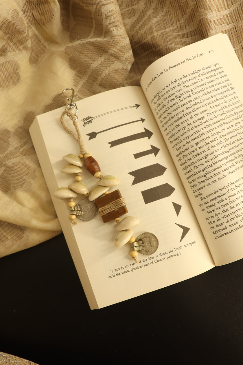 WHE Earthy Wood, Cowry & Old Coin Bag Charm