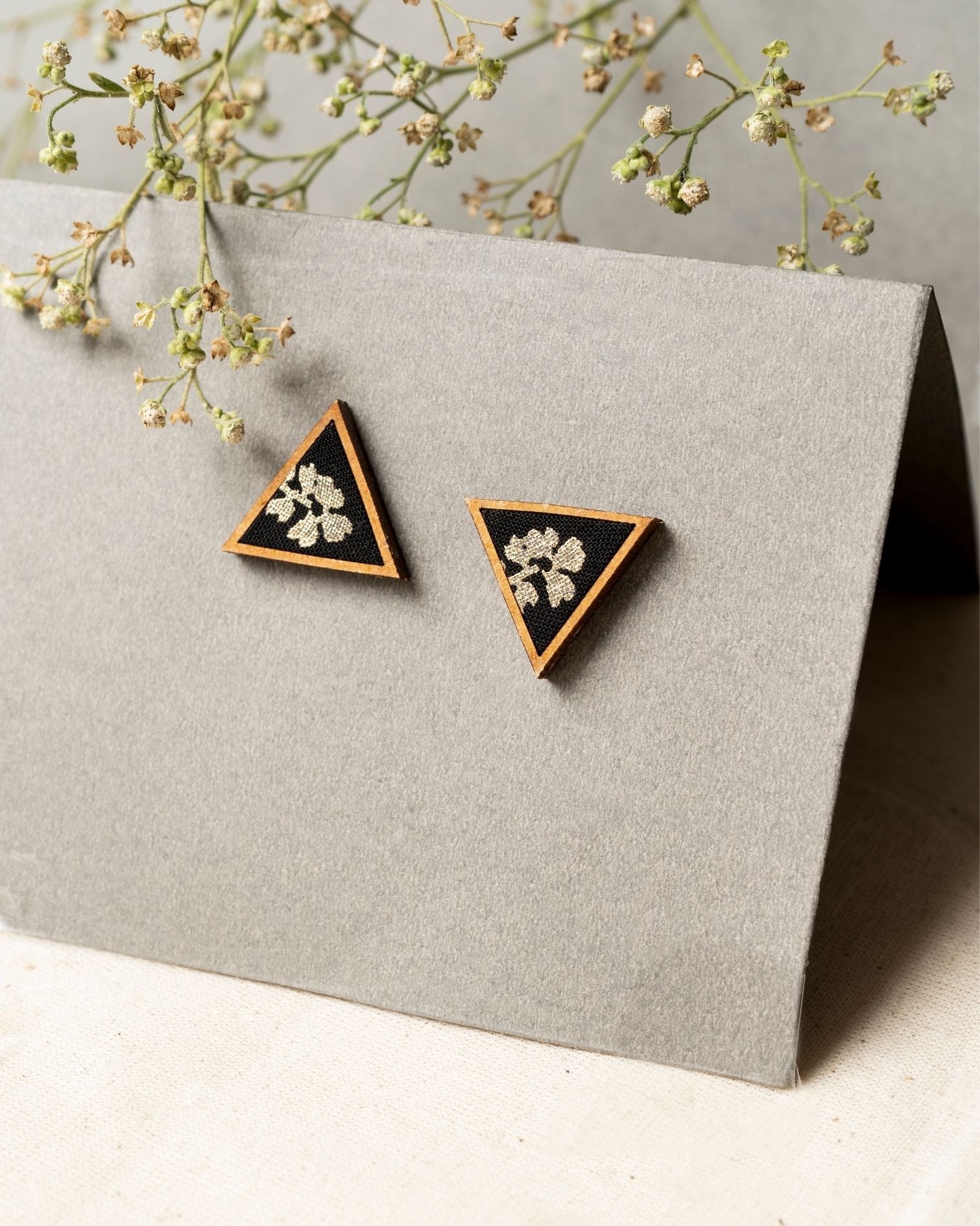 WHE Black and Golden Repurposed Fabric and Wood Stud
