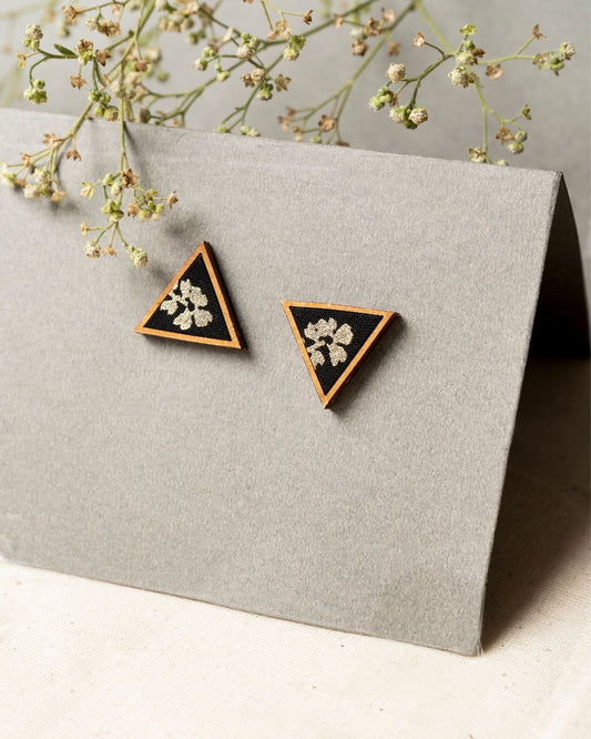 WHE Black and Golden Repurposed Fabric and Wood Stud