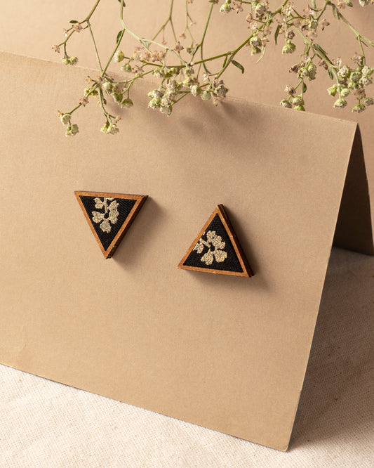 WHE Black and Golden Repurposed Fabric and Wood Stud