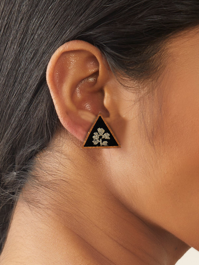 WHE Black and Golden Upcycled Fabric and Repurposed Wood Stud